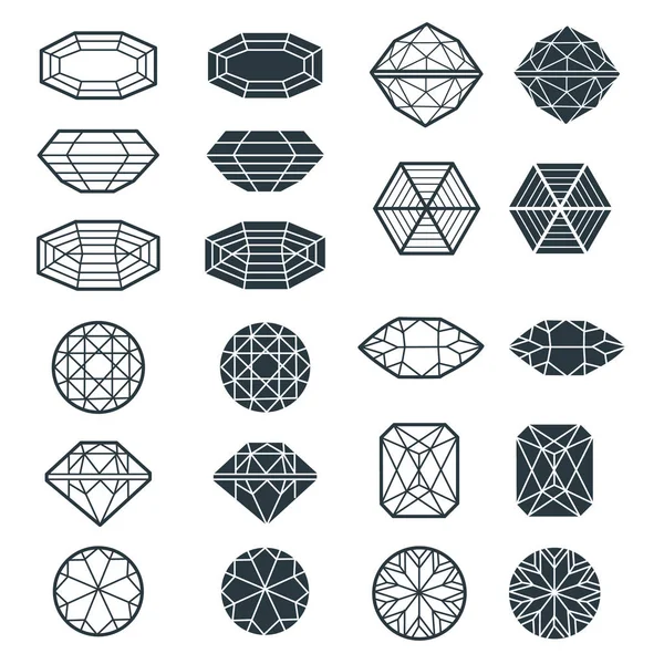 Set vettoriale di elementi di design diamante nero — Vettoriale Stock