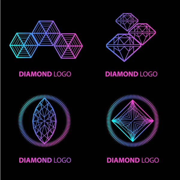 Неоновый алмазный логотип — стоковый вектор