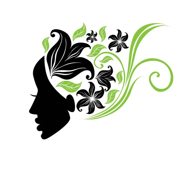 Ilustración de mujer con cabello hermoso — Vector de stock