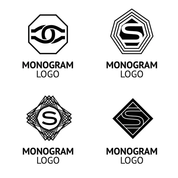 Set Monogram Logo Met Zwarte Logo Teken Embleem — Stockvector