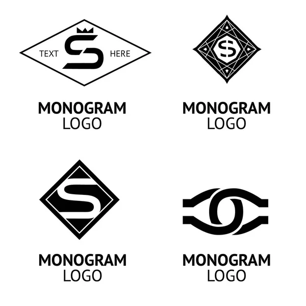 Ensemble Logos Monogrammes Avec Signe Logotype Noir Emblème — Image vectorielle