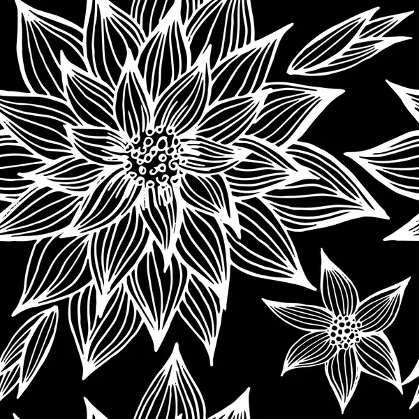 Motif sans couture vectoriel avec des fleurs — Image vectorielle