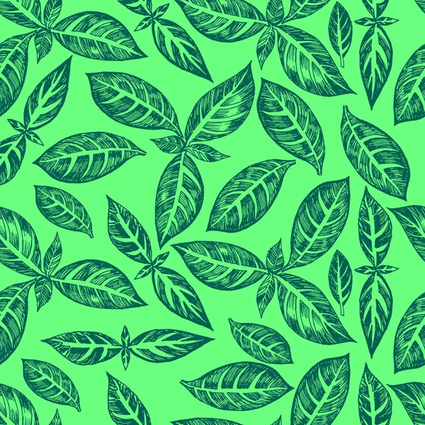 シームレスなベクトル緑の熱帯ヤシ パターン — ストックベクタ