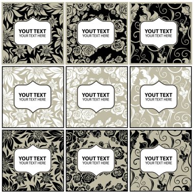 Vektör kümesi şık vintage çiçek arka planlar 