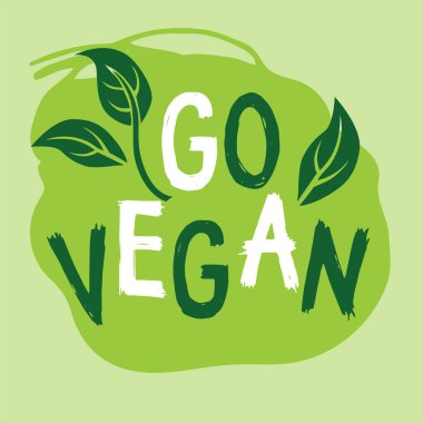 Set of green icons, logotypes for vegan, vegetarian, plant based products