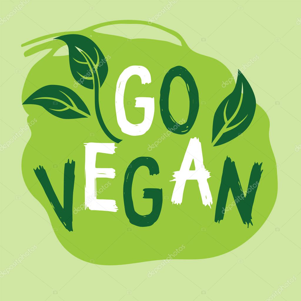 Set of green icons, logotypes for vegan, vegetarian, plant based products