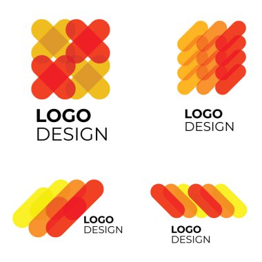 Soyut modern logonun vektör kümesi. Logotype ve semboller