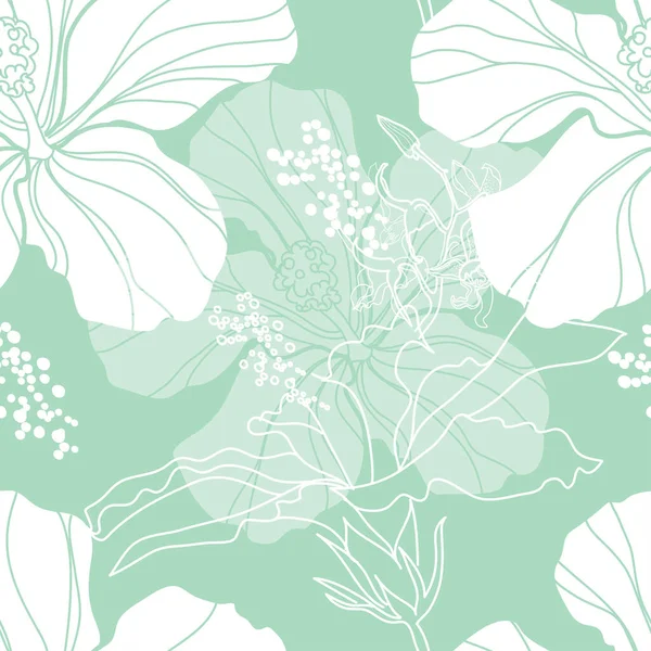 Векторний Безшовний Чорно Білий Квітковий Візерунок Листа Природний Літній Фон — стоковий вектор