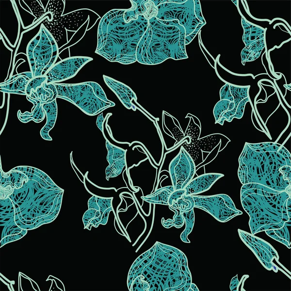 Векторний Безшовний Чорно Білий Квітковий Візерунок Листа Природний Літній Фон — стоковий вектор