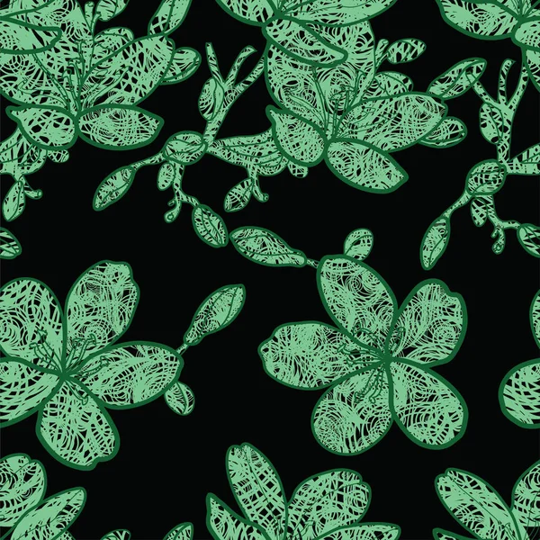 Vector Seamless Black White Floral Pattern Leaf Natural Summer Background — Stock Vector