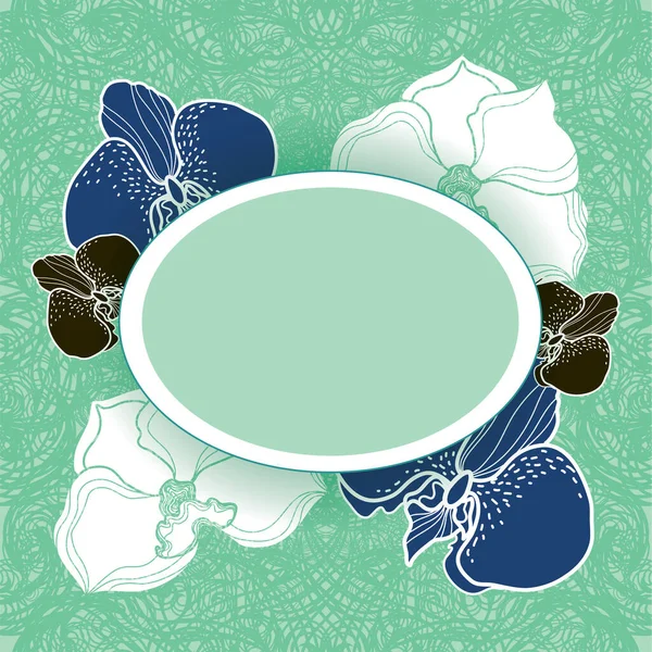 Vector Floral Frame Background Flower Leaf Illustrations — Stock Vector