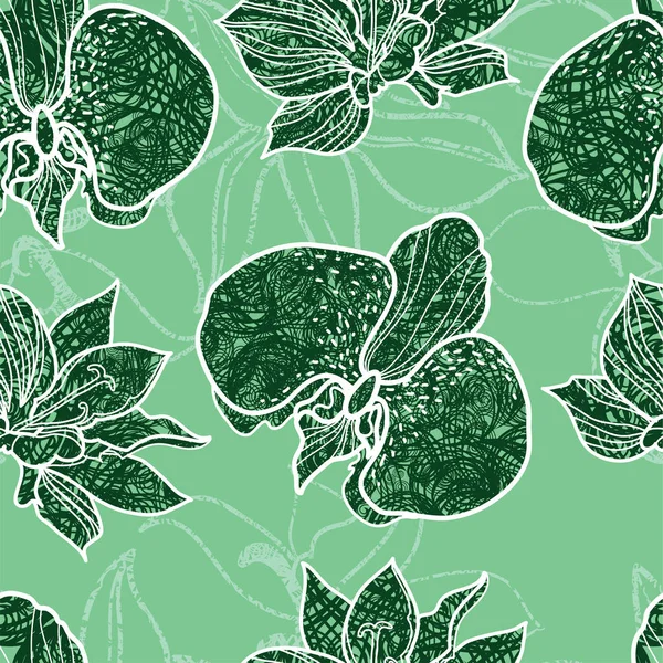 Vector Seamless Black White Floral Pattern Leaf Natural Summer Background — Stock Vector
