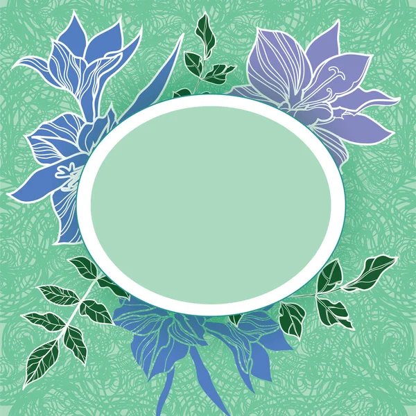 Vetor Floral Quadro Fundo Com Ilustrações Flores Folhas —  Vetores de Stock