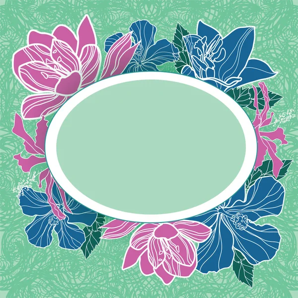 Vector Floral Frame Background Flower Leaf Illustrations — Stock Vector