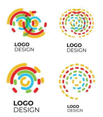 Soyut modern logonun vektör kümesi. Logotype ve semboller