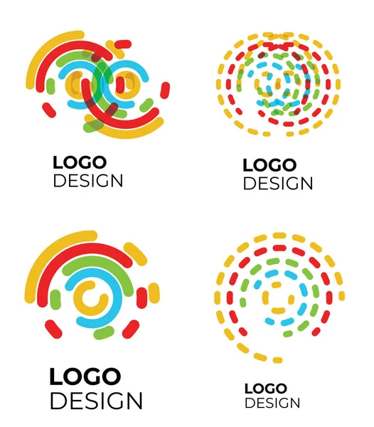 Vector Set Color Abstract Modern Logo Logotype Symbols — Stock Vector