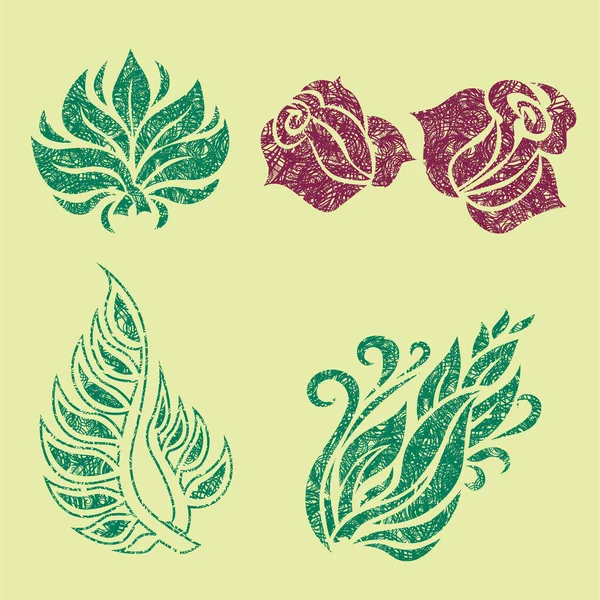 Vektorset Aus Natürlichen Pflanzen Und Blumen Design Elemente Blumenstock Illustration — Stockvektor