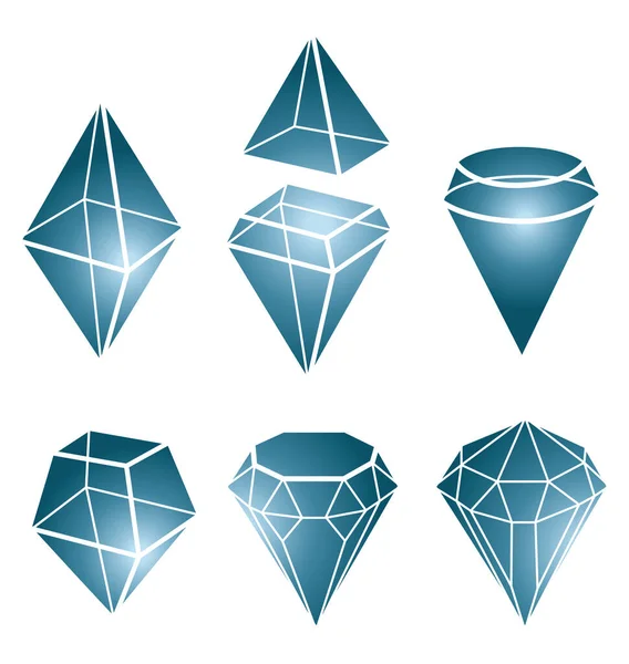 Vector Set Van Diamant Design Elementen Snijmonsters Edelsteen Mode Sieraden — Stockvector