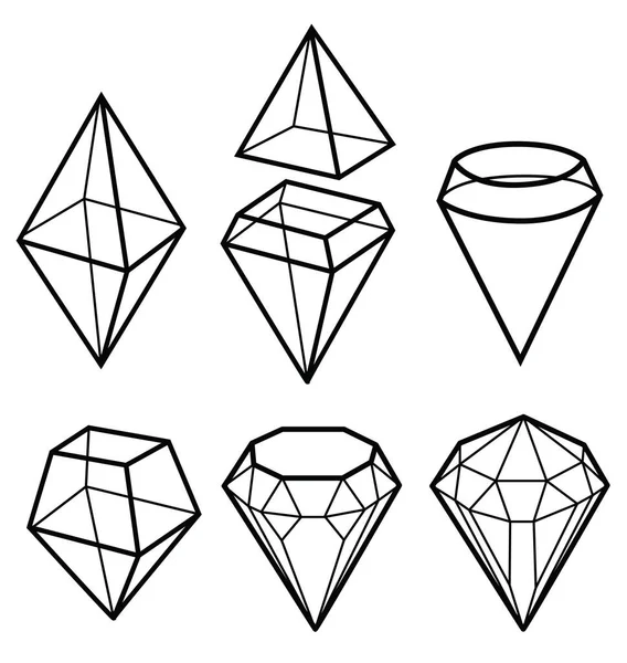 Vector Set Van Diamant Design Elementen Snijmonsters Edelsteen Mode Sieraden — Stockvector