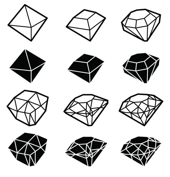 Vektor Set Von Diamant Designelementen Schneidmuster Edelstein Modeschmuck Aktienillustration — Stockvektor