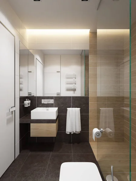 现代浴室内，3d 渲染 — 图库照片