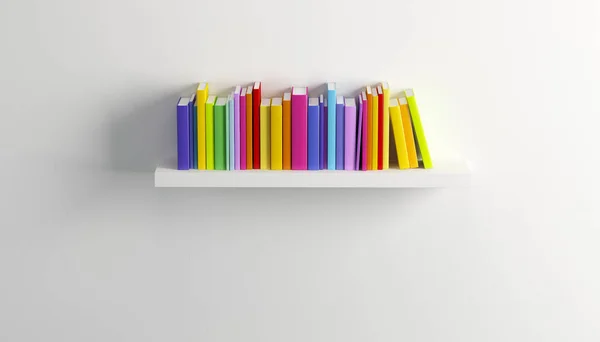 Shelf with multicolored books — Stock Photo, Image