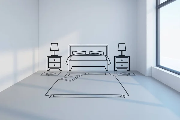 卧室规划设计 — 图库照片