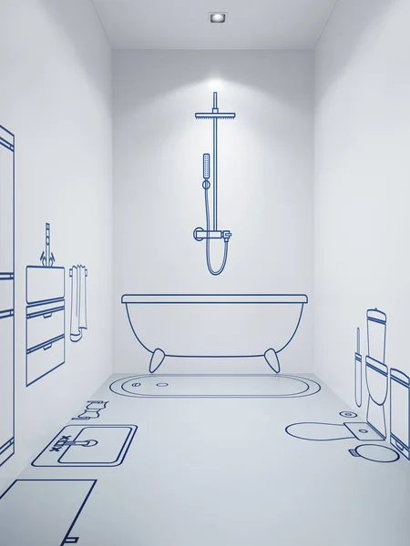 Planowania projektowania łazienki — Zdjęcie stockowe