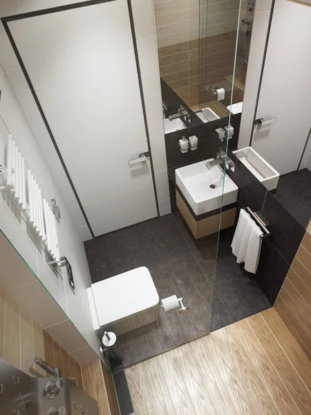 Сучасний інтер'єр ванної кімнати, 3d візуалізація — стокове фото