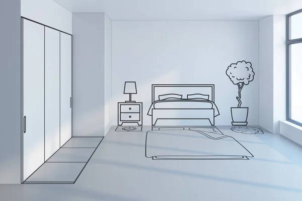 Design de planejamento de quarto 3d renderização — Fotografia de Stock