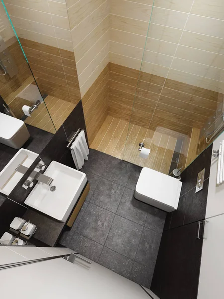 Interior del cuarto de baño moderno, 3d renderizado — Foto de Stock