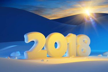 Yeni yıl 2018, 3d render