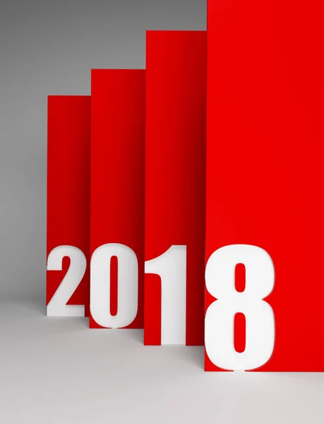 Nuovo anno 2018, rendering 3d — Foto Stock
