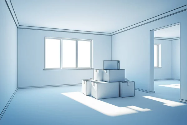 Moving boxes at a new home — Stock Photo, Image