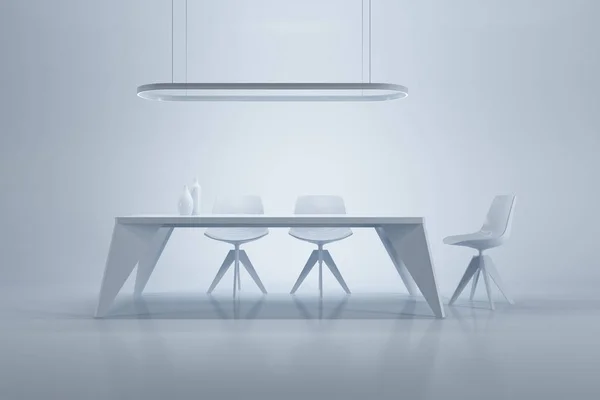 Estilo minimalismo interior da sala de jantar, 3d renderização — Fotografia de Stock