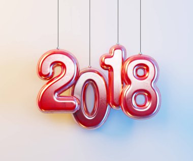 Yeni yıl 2018, 3d render