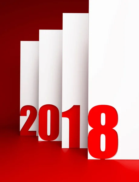 Nuevo año 2018, 3d renderizado —  Fotos de Stock