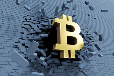 bitcoin, 3d konsept patlayıcı büyüme