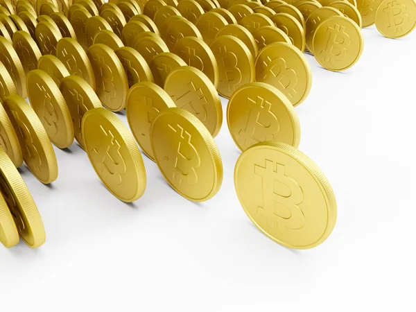 Rolando bitcoin dourado — Fotografia de Stock