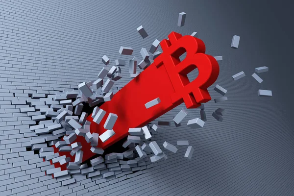 Explosieve groei van bitcoin, 3d concept — Stockfoto