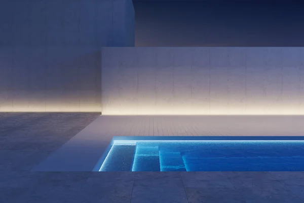 O curte modernă de lux cu piscină, redare 3D — Fotografie, imagine de stoc
