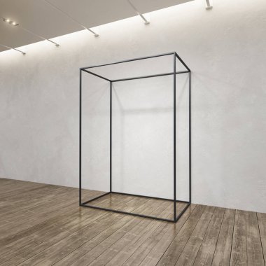 metal çerçeve inşaat çatı iç, 3d render içine