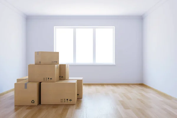 Moving boxes at a new home — Stock Photo, Image