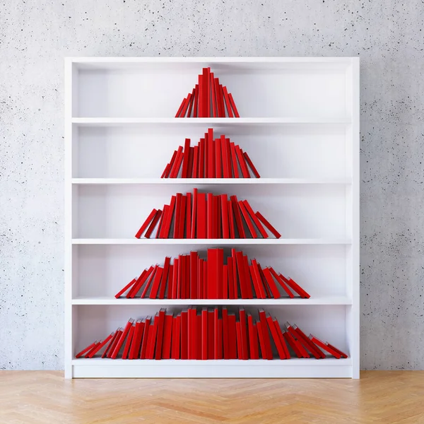 Χριστουγεννιάτικο δέντρο από βιβλία στο ράφι — Φωτογραφία Αρχείου