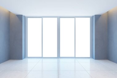 Pencereli boş oda, 3D görüntüleme