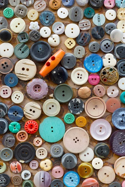 Collection Colorful Sewing Plastic Buttons Background — Stock Photo, Image