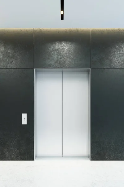 办公大楼大堂门闭锁的现代电梯 3D渲染 — 图库照片