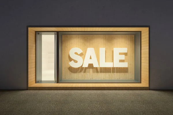 Shop Showcase Sale Banner Night Rendering — Stock Photo, Image