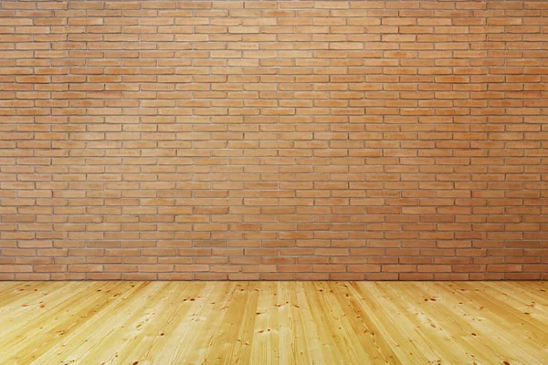Empty Room Brick Wall Wooden Floor Rendering — Stock Photo, Image