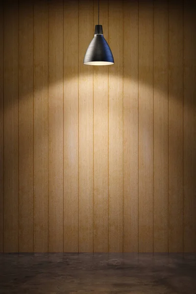 Interior Habitación Con Lámpara Por Noche Rendering — Foto de Stock